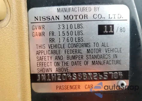 1981 Datsun 280Zx z USA, uszkodzony, nr VIN JN1HZ04S8BX265704